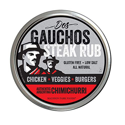 Dos Gauchos Chimichurri Steak Seasoning Rub and Premium Argentine Grilling Spices All Natural Gluten Free Low Salt No MSG 275 Ounce Gourmet Spice Tin