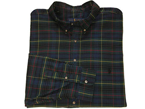 Ralph Lauren Polo Mens Big and Tall Classic Fit Plaid ButtonDown Shirt 4XB Green Multi