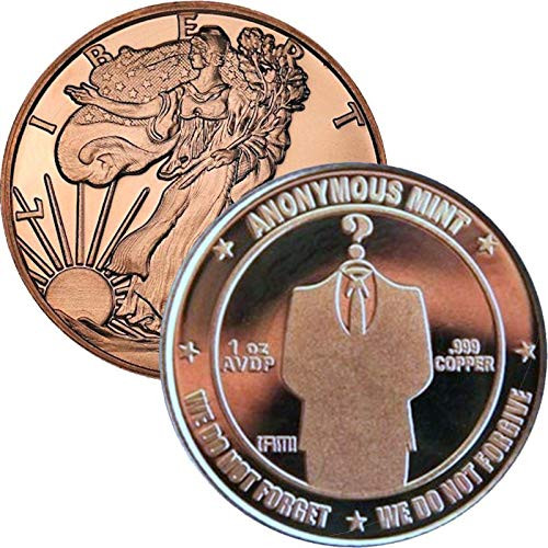 1 oz 999 Pure Copper RoundChallenge Coin Walking LibertyFaceless Man