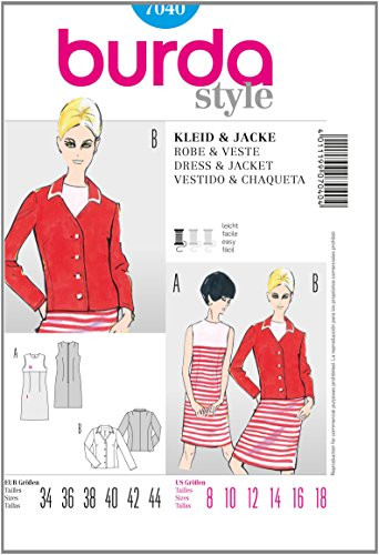 Burda Dresses Sewing Pattern 7040 - Dress & Jacket Sizes: 8-18