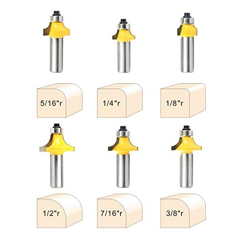 Nxtop 12 Inch Shank RoundOver Router Bits Corner Rounding Edgeforming Roundover Beading Router Bit Set 6Pcs