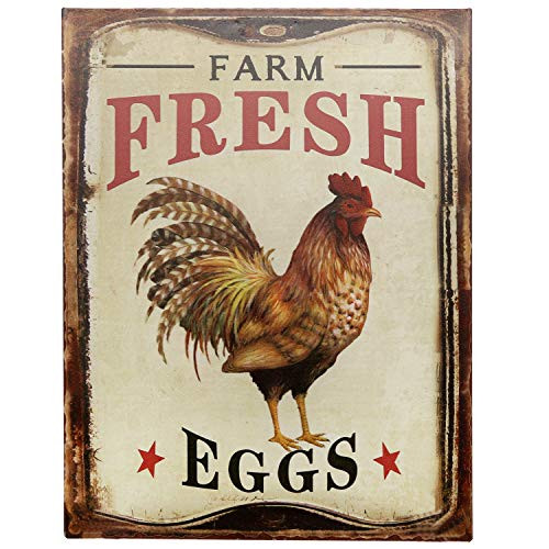 Barnyard Designs Farm Fresh Organic Eggs Retro Vintage Tin Bar Sign Country Home Decor 10" x 13"