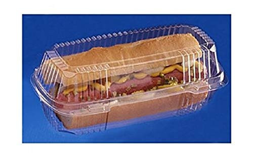 30 pc Hoagie Hot Dog Sandwich Clear Hinged Lid Plastic Container 59 x 2 12 x 2 plus Sandwich wrap Greaseproof Paper sheets