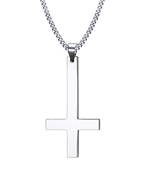 Dreamstone Stainless Steel Upside Down Cross Necklace for MenInverted Pendant with Chain24 Dreamstone Stainless Steel Upside Down Cross Necklace for MenInverted Pendant with Chain24