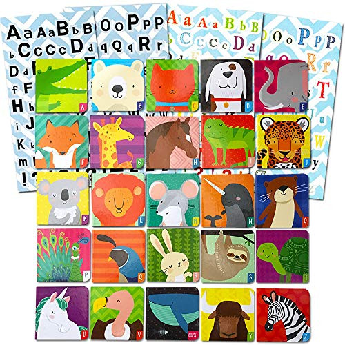Animal Alphabet Board Book Super Set for Toddlers Babies -- 25 Mini ABC Board Books with Stickers