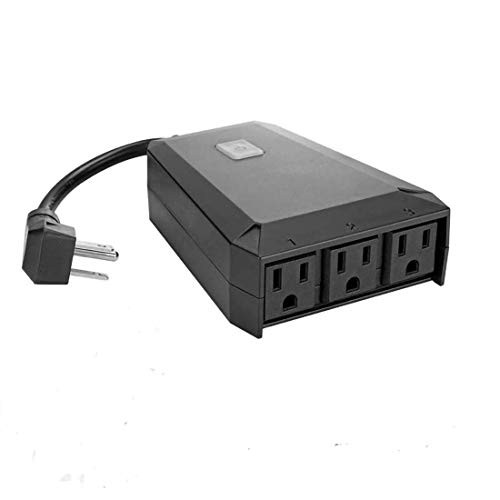 Mingchuan 24GHz Outdoor Smart Outlet with 3 Sockets WiFi Smart Plug IP44 Waterproof Wireless Remote Control Timer by Smartphone APP Compatible with Alexa Google Home