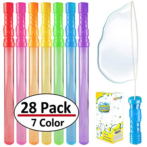 Bubble Wand 28 Pack 14 Big Bubble Wands Bulk7 colors Nontoxic Smelless Bubble Toy For Kid Child Birthday Party Favor Wedding Summer Outdoor Pool Activity Bathroom Bath Toys