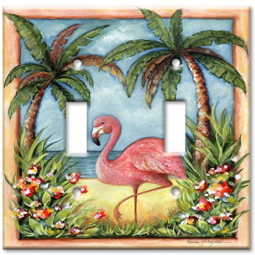 Double Gang Toggle Wall Plate - Flamingo