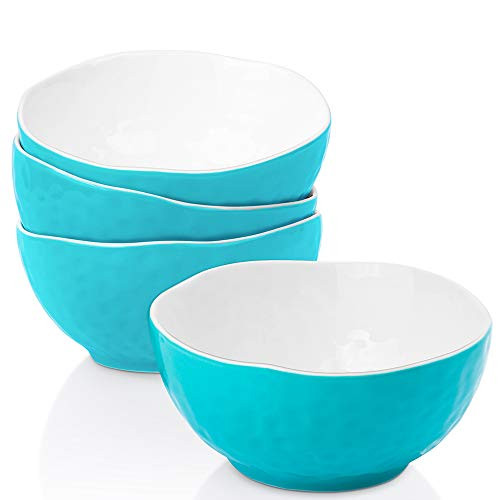 Salad Bowls Krokori Ceramic Bowls Cereal Bowls Soup Bowls for Salad Cereal Pasta Desserts and Daily Use  18 Ounce  Set of 4 Aquamarine
