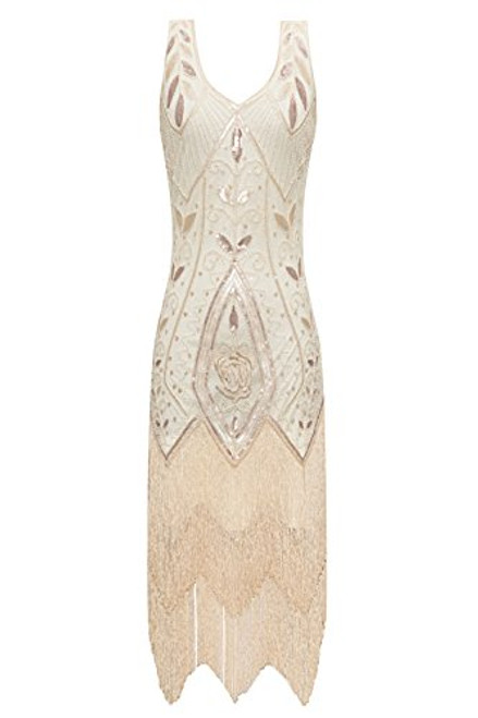 Metme Womens 1920s Vintage Flapper Fringe Beaded Great Gatsby Party Dress Apricot Metme Womens 1920s Vintage Flapper Fringe Beaded Great Gatsby Party Dress Apricot