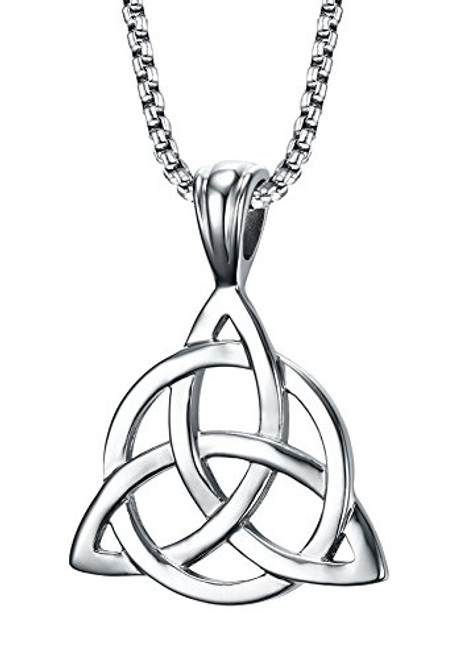 Mealguet Jewelry Stainless Steel Irish Celtic Triquetra Triangle Trinity Knot Pendant Necklaces for Men 24 Rolo Chain Mealguet Jewelry Stainless Steel Irish Celtic Triquetra Triangle Trinity Knot Pendant Necklaces for Men 24 Rolo Chain