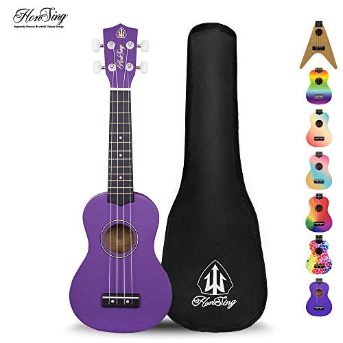 Honsing Soprano Ukulele Hawaii kids Guitar for Beginner Uke Basswood 21 inches with Gig Bag Purple Color matte finish