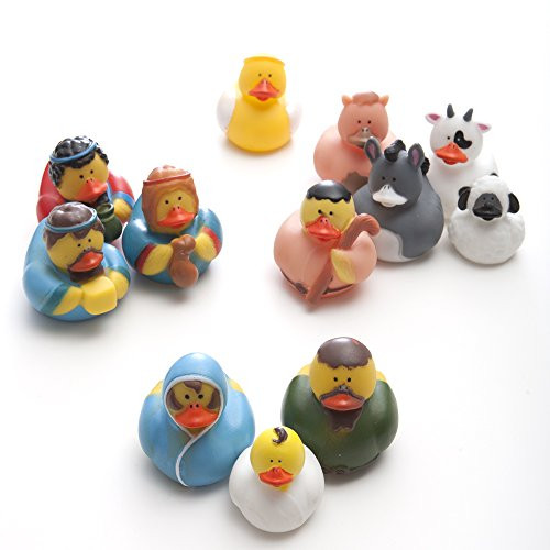 Fun Express Christmas Nativity Scene Rubber Duckie Ducky Duck Toy (12 Piece)
