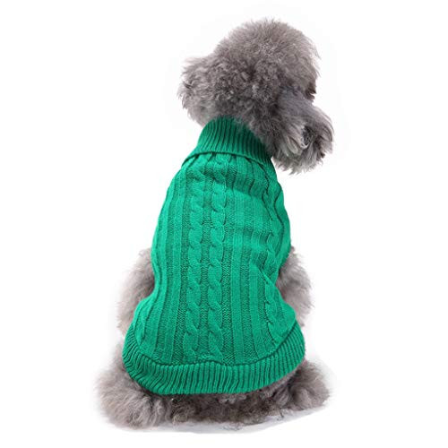 CHBORCHICEN Small Dog Sweaters Knitted Pet Cat Sweater Warm Dog Sweatshirt Dog Winter Clothes Kitten Puppy Sweater MediumGreen