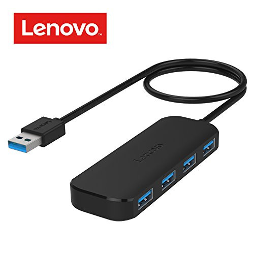 Lenovo 4-Port USB 3.0 Hub, Portable Data Hub with 19-Inch Long Cable for iMac Pro, MacBook Air, Mac Mini/Pro, Surface Pro, Notebook PC, Laptop, USB Flash Drives, and Mobile HDD