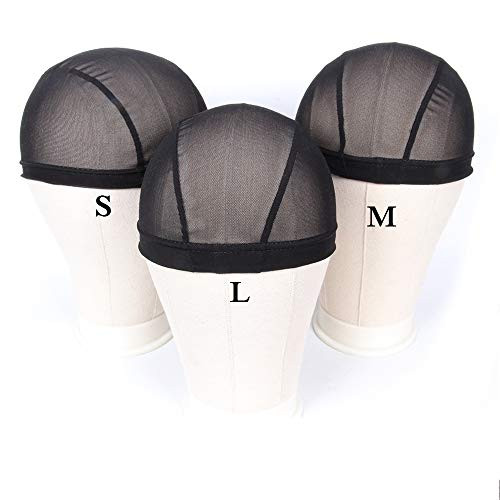 Small Mesh Dome Caps For Wigs 6 Pcs Stretch Breathable Mesh Dome Wig Cap Spandex Black Wig Caps For Making Wigs 6 Pcs Black S