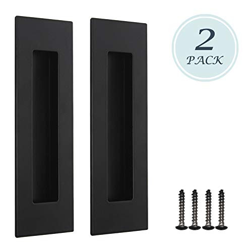2Pcs Black Rectangular Recessed Flush Handles Sliding Door Pulls 304 Stainless Steel  Pull Grab for Sliding Barn Door  Cabinet  Furniture Pulls