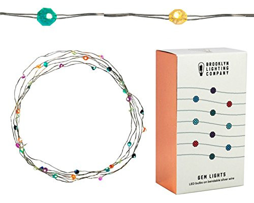 Brooklyn Lighting Company 36 LED Multi Color Gem Wire Lights, Wire String Lights, Metal Wire String Lights, 12 Feet Long (Colored Gem Lights) (Colored Gem Lights)