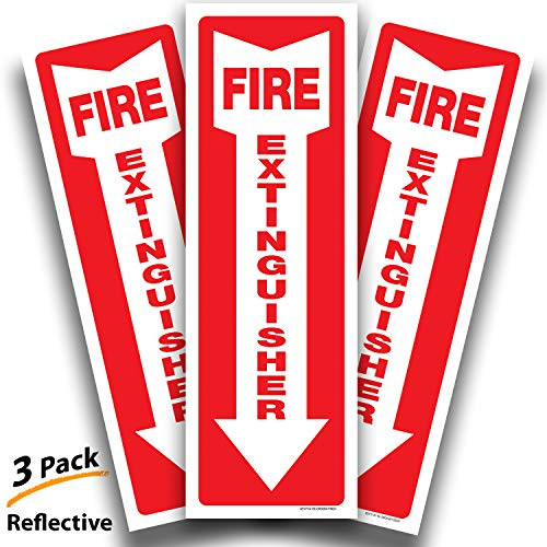 Fire Extinguisher Reflective Sticker Sign for Office  Business  3 Pack 4x12  Premium SelfAdhesive Vinyl Laminated for Ultimate UV Weather Scratch Water and Fade Resistance Indoor and Outdoor