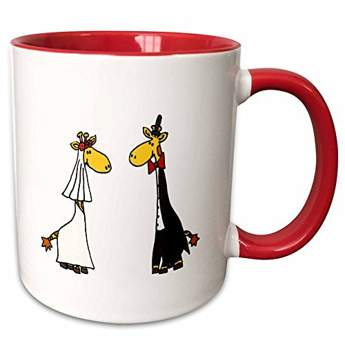 3dRose mug_200440_5 Funny Giraffe Bride and Groom Wedding Art - Two Tone Red Mug, 11oz 3dRose mug_200440_5 Funny Giraffe Bride and Groom Wedding Art - Two Tone Red Mug, 11oz