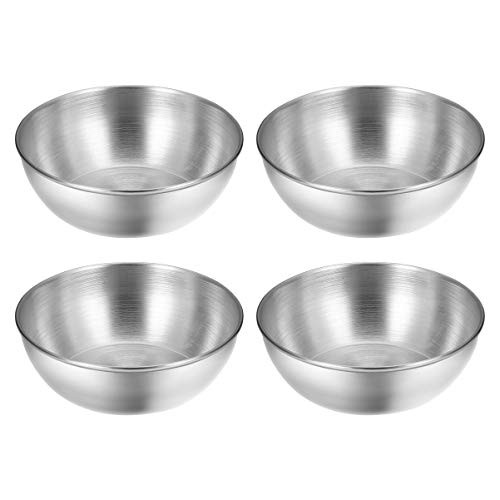 BESTONZON 4pcs Stainless Steel Sauce Dishes Round Seasoning Dishes Sushi Dipping Bowl Saucers Bowl Mini Appetizer Plates BESTONZON 4pcs Stainless Steel Sauce Dishes Round Seasoning Dishes Sushi Dipping Bowl Saucers Bowl Mini Appetizer Plates