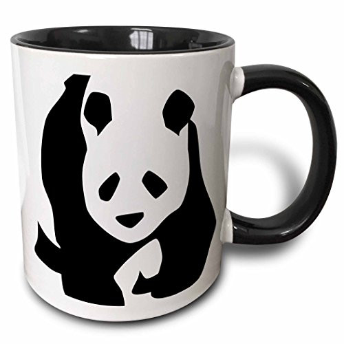 3dRose mug_51358_4 "Panda Bear - Animals - Cute Art" Two Tone Black Mug, 11 oz, Multicolor