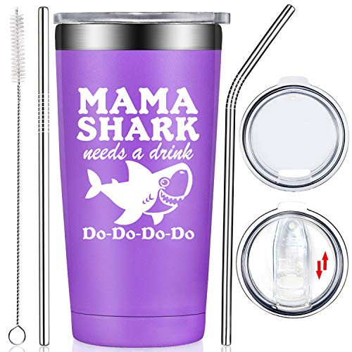 Fufendio Gifts for Mom Mama Shark Needs a Drink Funny Best Mom Birthday Gifts from Daughter Son Kids Mothers Day Present Idea for New Mon Mommy Wife Women Tumbler Cup with Lid and Straw Fufendio Gifts for Mom Mama Shark Needs a Drink Funny Best Mom Birthday Gifts from Daughter Son Kids Mothers Day Present Idea for New Mon Mommy Wife Women Tumbler Cup with Lid and Straw