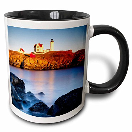 3dRose mug_144540_4 Nubble Lighthouse At Cape Neddick, Maine, USA-Us20 Bjn0030-Brian Jannsen Ceramic, 11 oz, Black/White