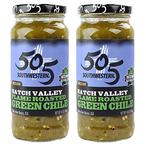 505 Southwestern 16oz jars Diced Flame Roasted Green Chile  Medium 2 pack with Recipes by Beying Malleyteen