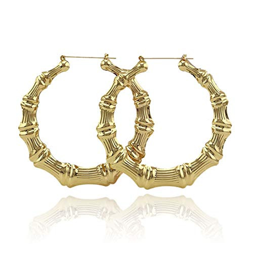HipHop Oversized Round Circle Bamboo Hoop Earrings 85mm