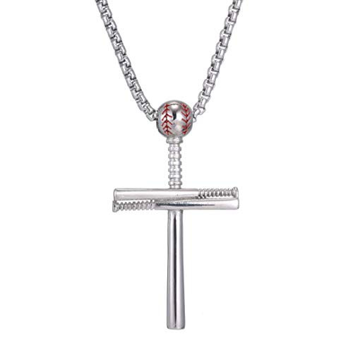 Baseball Cross Necklace for BoySports Men Athletes Stainless Steel Youth Baseball Cross Chain and Baseball Bat Cross Necklace Baseball Cross Necklace for BoySports Men Athletes Stainless Steel Youth Baseball Cross Chain and Baseball Bat Cross Necklace