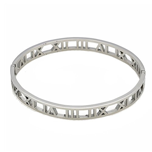 Baoliren Stainless Steel Hollow Out Roman Numerals Bracelet Bangle for Lady Baoliren Stainless Steel Hollow Out Roman Numerals Bracelet Bangle for Lady