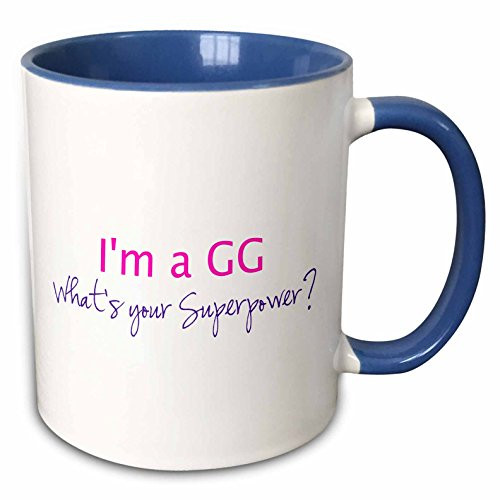 3dRose 193731_6"I'M A"I'M A Gg - What's Your Superpower - Hot Pink - Funny Gift For Grandma" Mug 11 oz Blue 3dRose 193731_6"I'M A"I'M A Gg - What's Your Superpower - Hot Pink - Funny Gift For Grandma" Mug 11 oz Blue