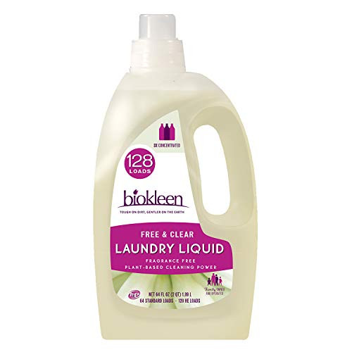 Biokleen Laundry Detergent Liquid Concentrated EcoFriendly NonToxic PlantBased No Artificial Fragrance Free  Clear Unscented 64 Ounces  128 HE Loads64 Standard Loads