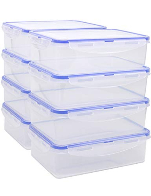 Kitchen Hardware Collection 8 Pack Plastic Food Storage Containers with Lids Airtight Leak Proof Meal Prep Boxs Freezer Microwave Dishwasher Safe Large Food Containers 368 floz Total