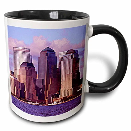 3dRose 21668_4""New Your City Downtown" Two Tone Black Mug 11 oz Multicolor