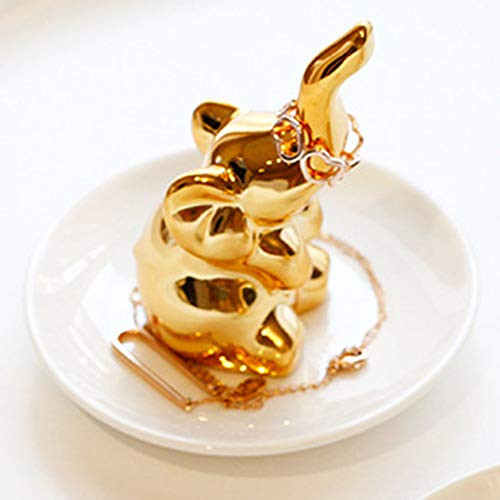 Aidool Gold Lucky Elephant Jewelry Tray Ring Holder Trinket Dish Necklace Engagement Wedding Ring Display Holder Stand Trinket Trays