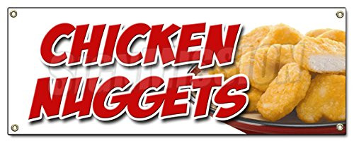 Chicken Nuggets Banner Sign Fried Nuggets Fingers tenders Food White