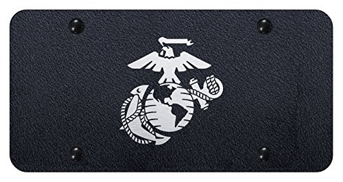 AuTomotive Gold INC US Marine Corps Logo Rugged Finish Black Stainless Steel License Plate
