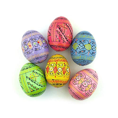 Ukrainian Wooden Pastel Color Hand Painted Pysanki Pysanky Easter Eggs Set of 6 Ukrainian Wooden Pastel Color Hand Painted Pysanki Pysanky Easter Eggs Set of 6
