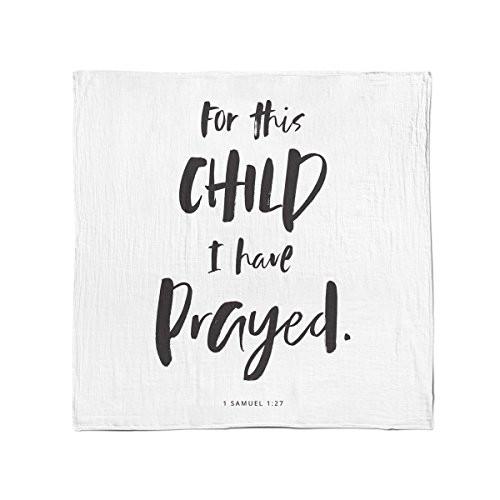 Bamboo Cotton Muslin Swaddle Blanket by Baby Octopi  1 Samuel 127  for This Child I Have Prayed  Verse Scripture  Breathable  Machine Washable 47x47