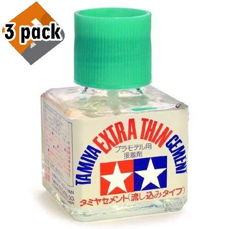 Tamiya 87038 Extra Thin Cement Glue Fine Tip 40ml 3 Pack