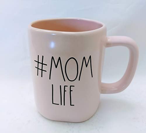 Rae Dunn MOM LIFE ceramic tea soup coffee mug in pink