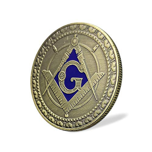 Masonic Challenge Coin Square  Compass Freemasonry Angel Master Mason Blue Lodge Gift