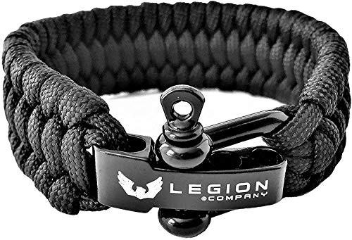Legion  Survival Paracord Bracelet  Trilobite Boa Weave  Forged UType Shackle Connection ThreeWay Adjustable  Premium 550 Paracord Black