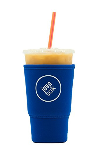 Java Sok Reusable Iced Coffee Cup Insulator Sleeve for Cold Beverages and Neoprene Holder for Starbucks Coffee McDonalds Dunkin Donuts More Blue 3032oz Large