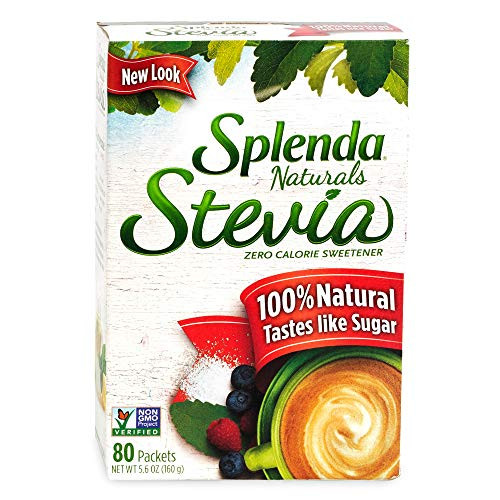 SPLENDA Naturals Stevia Sweetener No Calorie All Natural Sugar Substitute w No Bitter Aftertaste Single Serve Granulated Packets 80 count