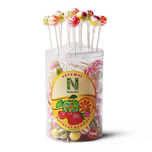 Round Candy Lollipops for Kids 120 Count Bulk Lollipops Caramel Assorted Suckers 3 Fruit Flavored Individually Wrapped
