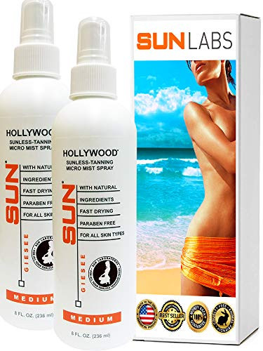Hollywood Medium Sunless Tanning Spray Micro Mist 8oz 2Pack with NonAerosol Spray Pump Packaging May Very