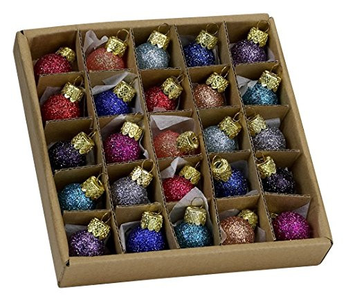 Kurt Adler .78 Glitter Glass Ball Ornaments - 25 Pieces #C1962 by Kurt Adler